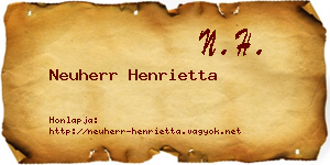 Neuherr Henrietta névjegykártya